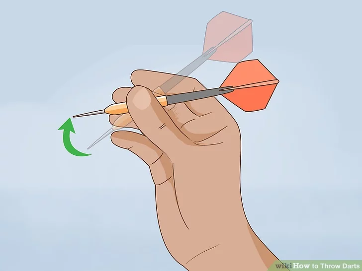 Stap 4: Houd de punt van de dart iets omhoog en werp recht